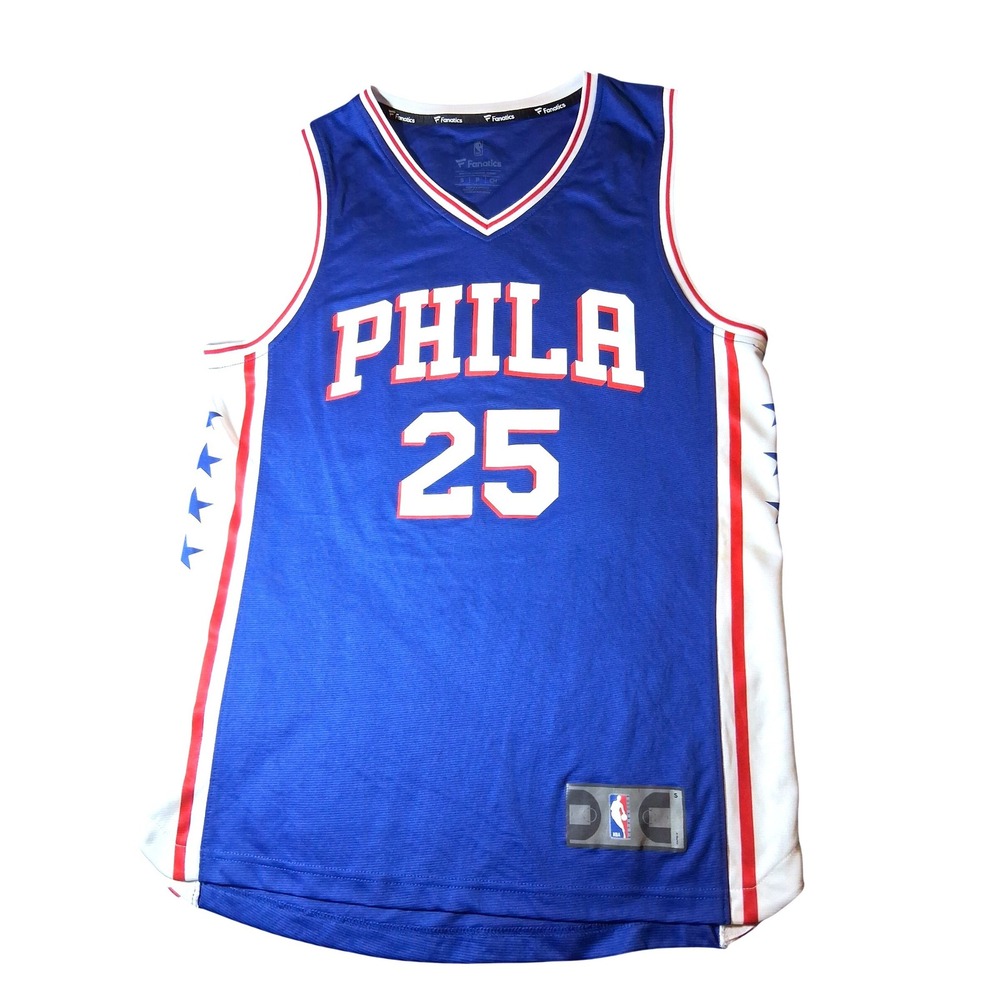Fanatics NBA Philadelphia 76ers Ben Simmons 25 Basketball Jersey Blue Mens Small